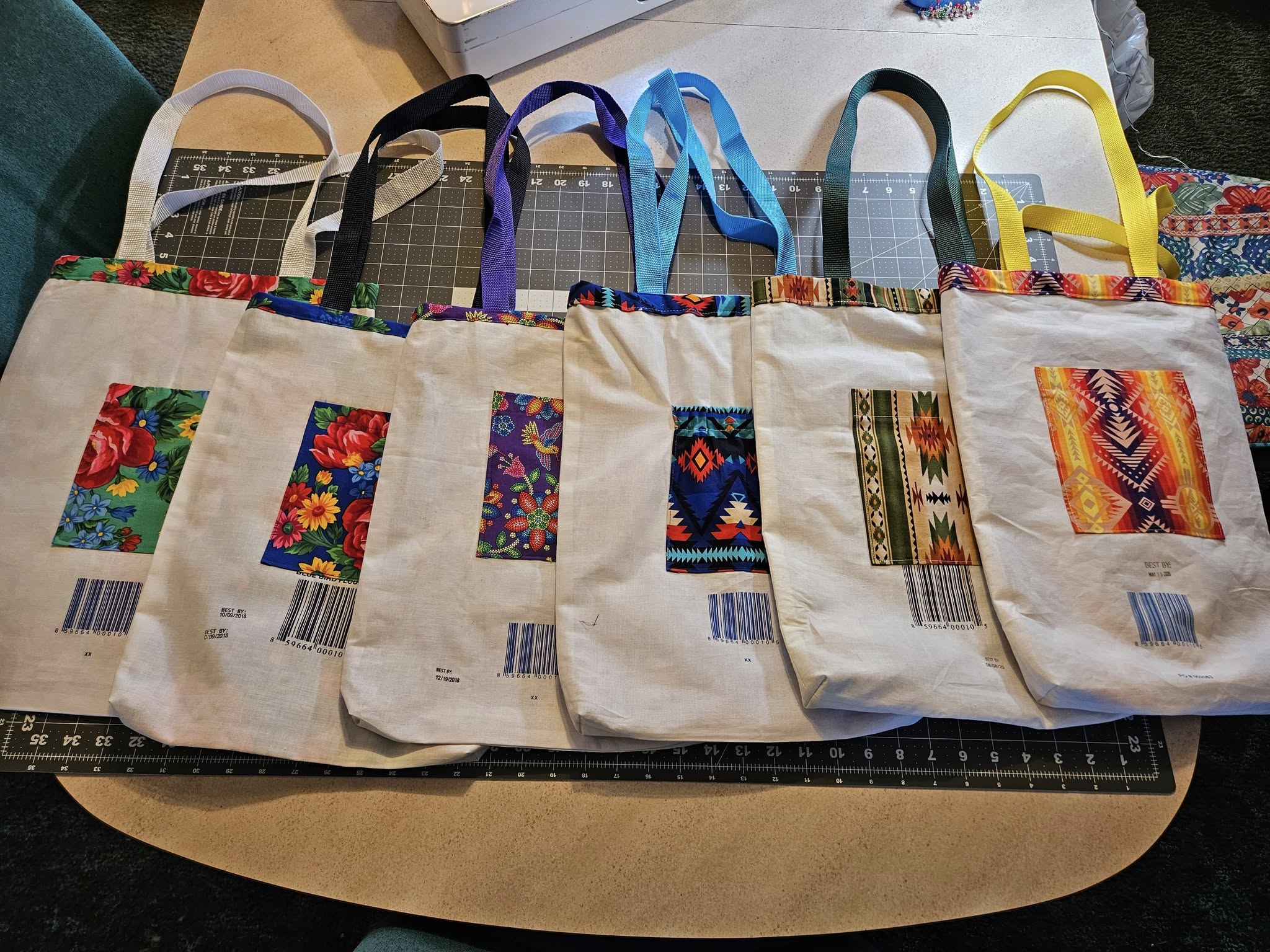 Native-design cloth bags by Freda Joe