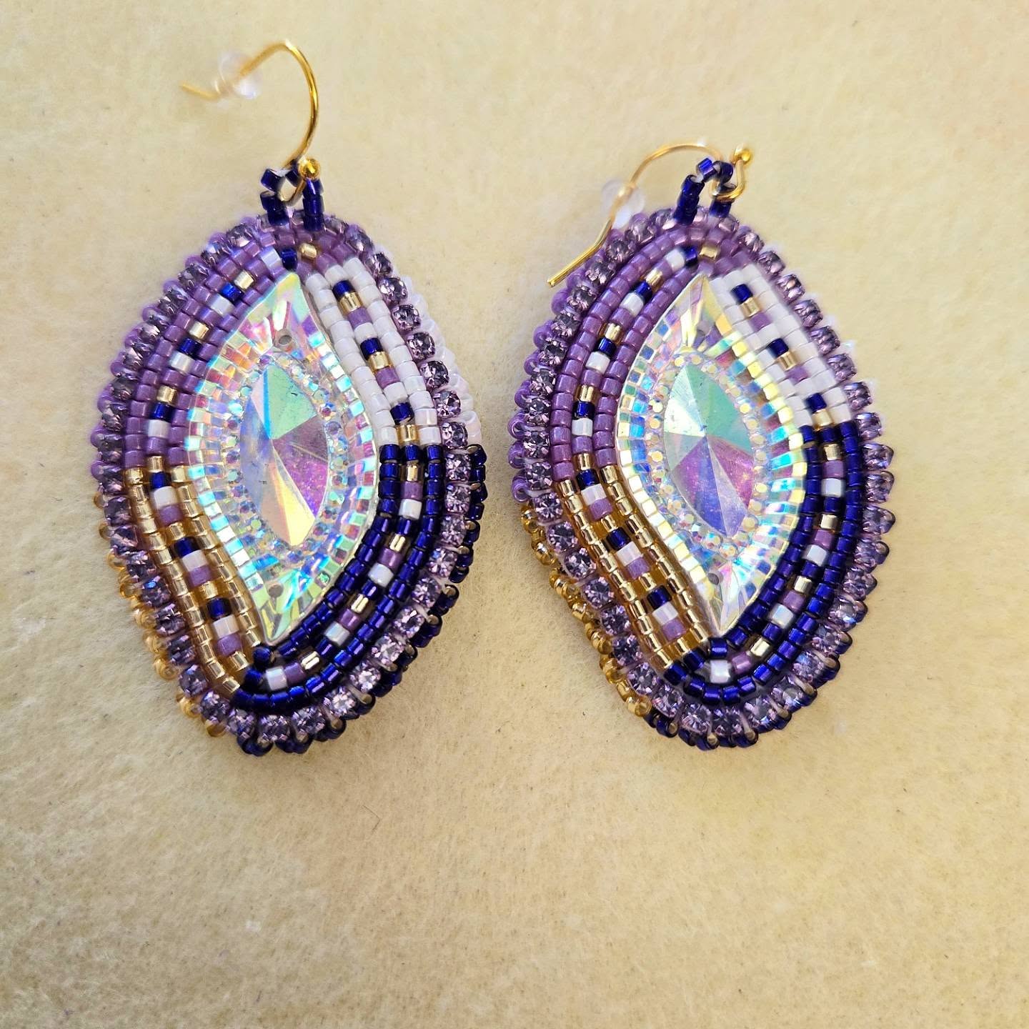 Purple beaded earrings by Lori Anne Adams
